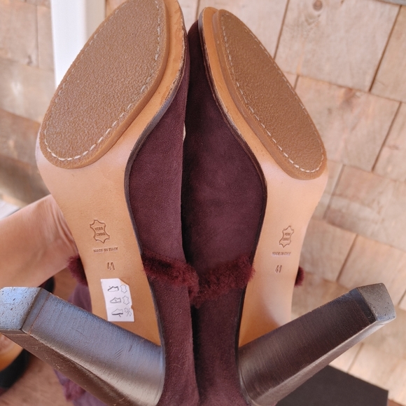 Burgundy shearling boots, made in Italy, size 41 - Picture 7 of 7